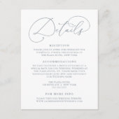 Dusty Blue Modern Minimalistische Hochzeitdetails Begleitkarte (Vorderseite)