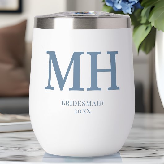 Dusty Blue Modern Monogram Bachelorette Bridesmaid