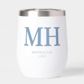 Dusty Blue Modern Monogram Bachelorette Bridesmaid (Rückseite)