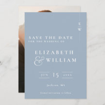 Dusty Blue Modern Monogram Foto Wedding