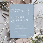Dusty Blue Modern Monogram Intimate Wedding Einladung