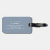 Dusty Blue Modern Monogram Minimalistisch Gepäckanhänger (Rückseite horizontal)