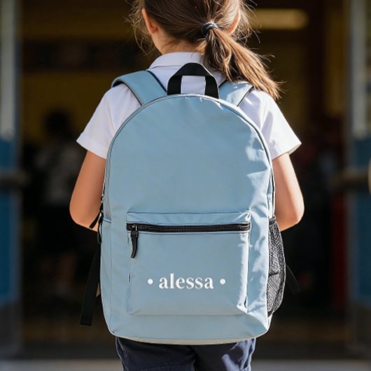 Dusty Blue Modern Personalized Kids Backpack Bedruckter Rucksack