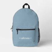 Dusty Blue Modern Personalized Kids Backpack Bedruckter Rucksack (Vorderseite)