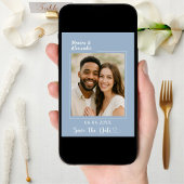 Dusty blue modern photo wedding Save the Date