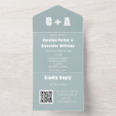 Dusty Blue Modern QR Code Bold Elegant All In One Einladung (Innen Boden)