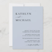 Dusty Blue Modern QR Code in einer Hochzeit Einladung (Vorderseite)