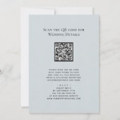 Dusty Blue Modern QR Code in einer Hochzeit Einladung (Rückseite)
