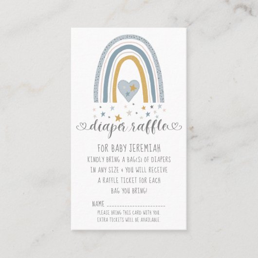 Dusty Blue Modern Rainbow Baby Boy Diaper Raffle Visitenkarte (Vorderseite)
