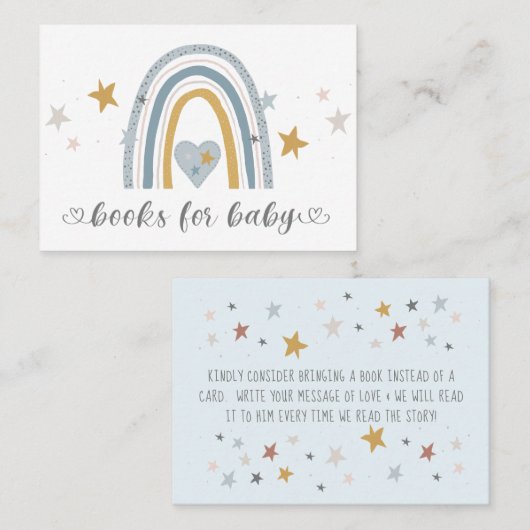Dusty Blue Modern Rainbow Books für die Babyumschl Visitenkarte (Vorne/Hinten)