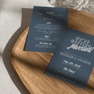 Dusty Blue Modern Retro kühl in einer Hochzeit Einladung