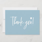 Dusty blue Modern Script Baby Shower Dankeskarte (Vorderseite)