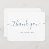 Dusty Blue Modern Script Birthday Polterabend Dankeskarte (Vorne/Hinten)