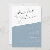 Dusty Blue Modern Script Bridal Dusche Einladung (Vorderseite)