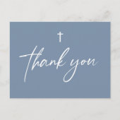 Dusty Blue Modern Script Custom Baptisc Postkarte (Vorderseite)