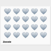 Dusty Blue Modern Script Heart Wedding Herz-Aufkleber (Blatt)