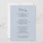 Dusty Blue Modern Script in einer einfachen Hochze Einladung (Rückseite)