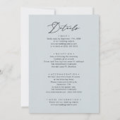 Dusty Blue Modern Script in einer einfachen Hochze Einladung (Rückseite)