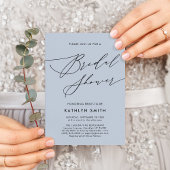 Dusty Blue Modern Script Minimalistisch Brautparty Einladung