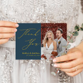 Dusty Blue Modern Script Simple Wedding Vielen Dan Postkarte