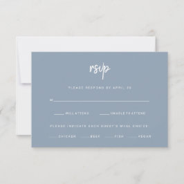 Dusty Blue Modern Script | Wahl zum Hochzeitsessen RSVP Karte