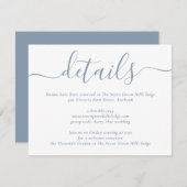 Dusty Blue Modern Script Wedding Begleitkarte (Vorne/Hinten)