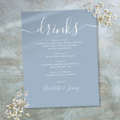 Dusty Blue Modern Script Wedding Drinks Menü