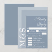 Dusty Blue Modern Script Wedding RSVP Card Dankeskarte (Vorne/Hinten)