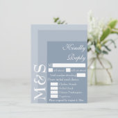 Dusty Blue Modern Script Wedding RSVP Card Dankeskarte (Stehend Vorderseite)