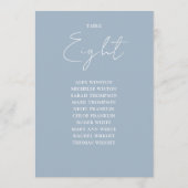 Dusty Blue Modern Seating Chart Tischnummer (Rückseite)