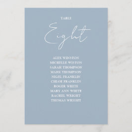 Dusty Blue Modern Seating Chart Tischnummer