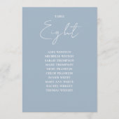 Dusty Blue Modern Seating Chart Tischnummer (Vorderseite)