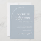 Dusty Blue Modern Simple Minimalistisch Wedding Einladung (Vorderseite)