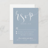 Dusty Blue Modern Simple Script Hochzeit RSVP (Vorne/Hinten)