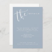 Dusty Blue Modern Simple Script Wedding Details Begleitkarte (Vorne/Hinten)