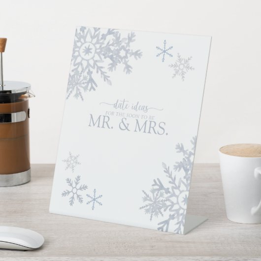 Dusty Blue Modern Snowflake Winter Date Ideas Sockelschild (In SItu)