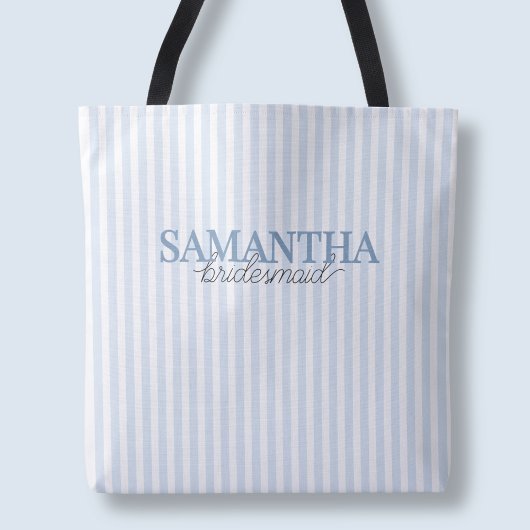 Dusty Blue Modern Strickskript Bridesmaid Name Tasche