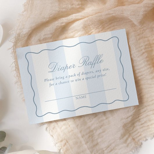 Dusty Blue Modern Stripe Diaper Raffle Ticket Begleitkarte