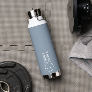 Dusty Blue Modern Typografy Personalisiert Trinkflasche