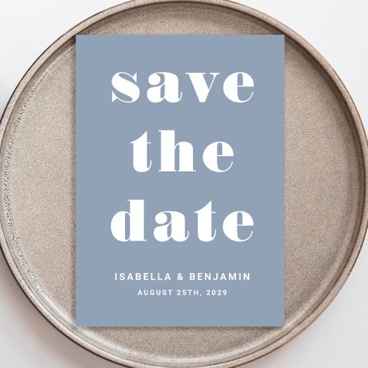 Dusty Blue Modern Typografy Wedding Save The Date