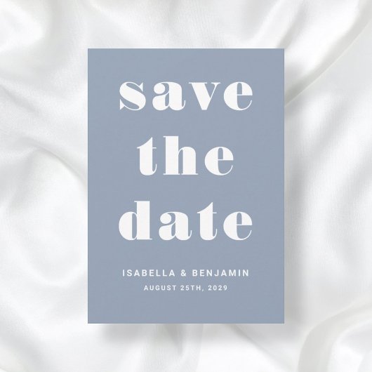 Dusty Blue Modern Typografy Wedding Save The Date