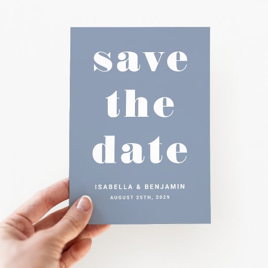 Dusty Blue Modern Typografy Wedding Save The Date