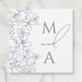 Dusty Blue Modern Vintag Monogram Wedding Geschenkanhänger (Vorderseite)