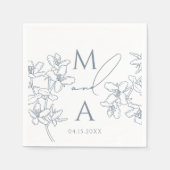 Dusty Blue Modern Vintag Monogram Wedding Serviette (Vorderseite)