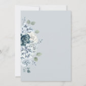 Dusty Blue Modern Watercolor Floral Wedding Einladung (Rückseite)