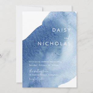 Dusty Blue Modern Watercolor Wedding Einladung