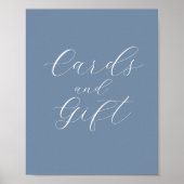 Dusty Blue Modern Wedding Cards und Geschenkschild Poster (Vorne)