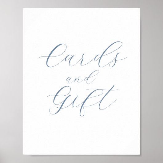 Dusty Blue Modern Wedding Cards und Geschenkschild Poster (Vorne)