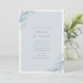 Dusty Blue Modern Wedding Einladung (Stehend Vorderseite)