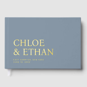 Dusty Blue Modern Wedding Foil Gästebuch